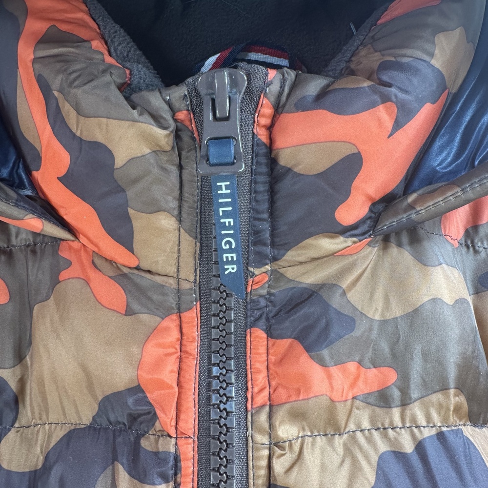 Tommy Hilfiger Mens XXL Orange Camo Hooded Puffer Parka Insulated Never worn - Picture 6 of 11
